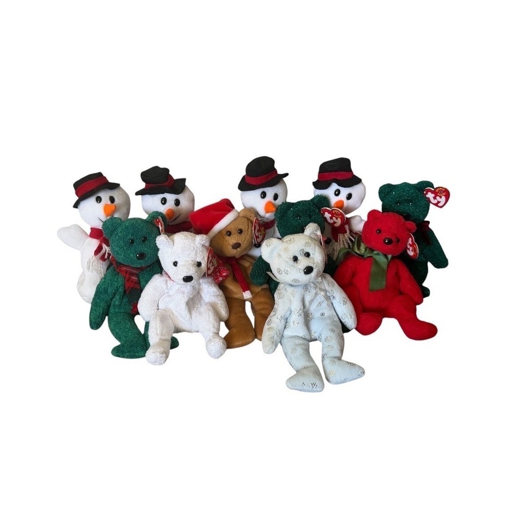 Ty Beanie Babies Christmas Holiday Lot Snowball Snowman Teddy Bear 1+ Set